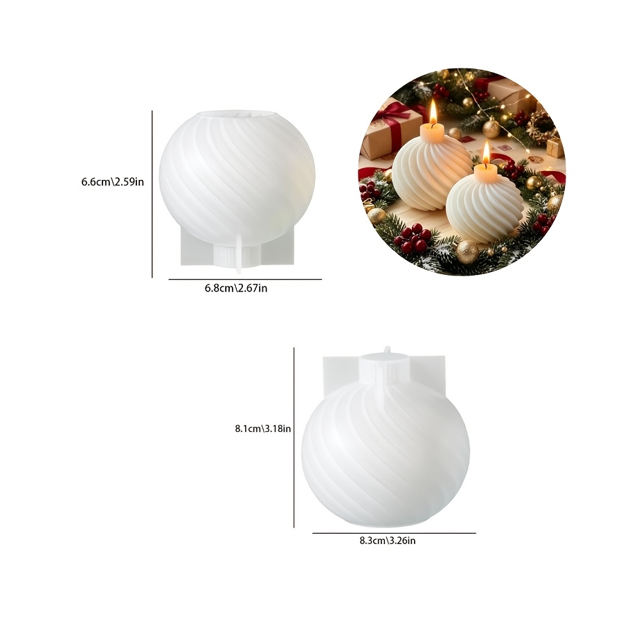 TEMU 2pcs Silike Lufei Clay Silicone Mold Suitable For Making Candles, Resin Crafts, Wax & Gypsum Ornaments - Round Ball Molds With Striped Patterns,