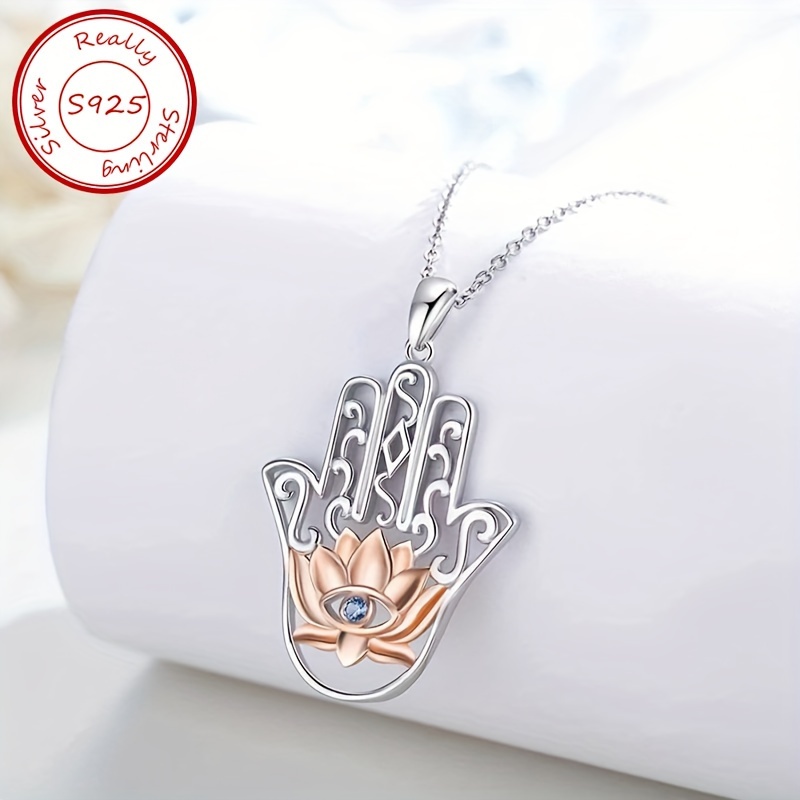 

925 Necklace Lotus & Accents, , Pendant Jewelry For Women - For , Mother, Girlfriend ( Length: 46+5cm, Pendant Size: 27mm X 22mm)