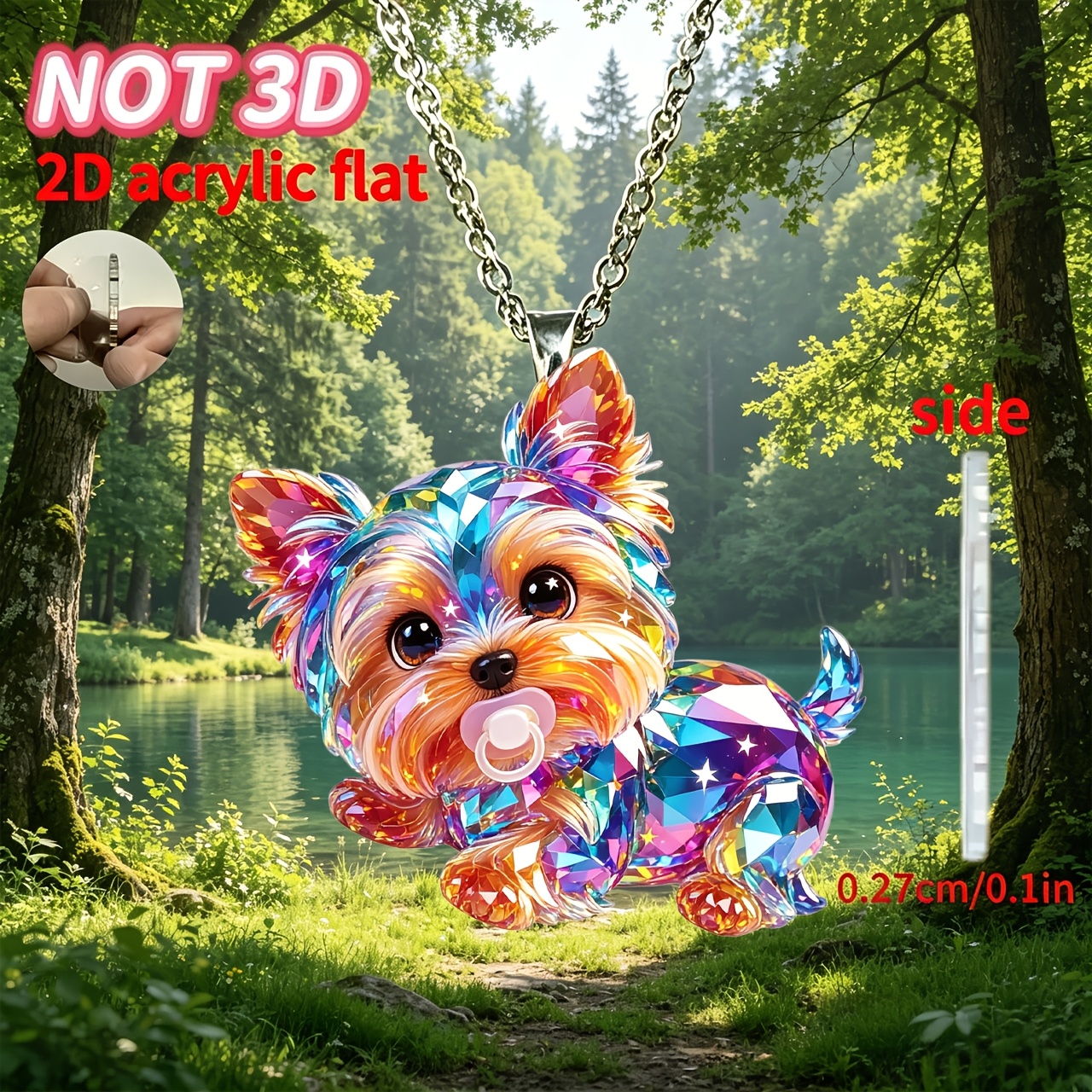 Women's 2D Acrylic Cute Puppy Pendant Necklace, Gift for Her