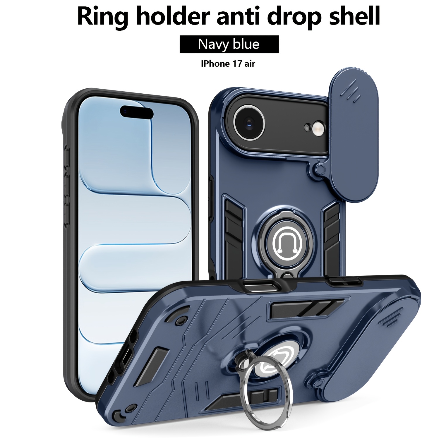 TEMU Phone Case: Suitable For Iphone 17 Air Phone Case, Featuring A Sliding Camera Cover   Ring