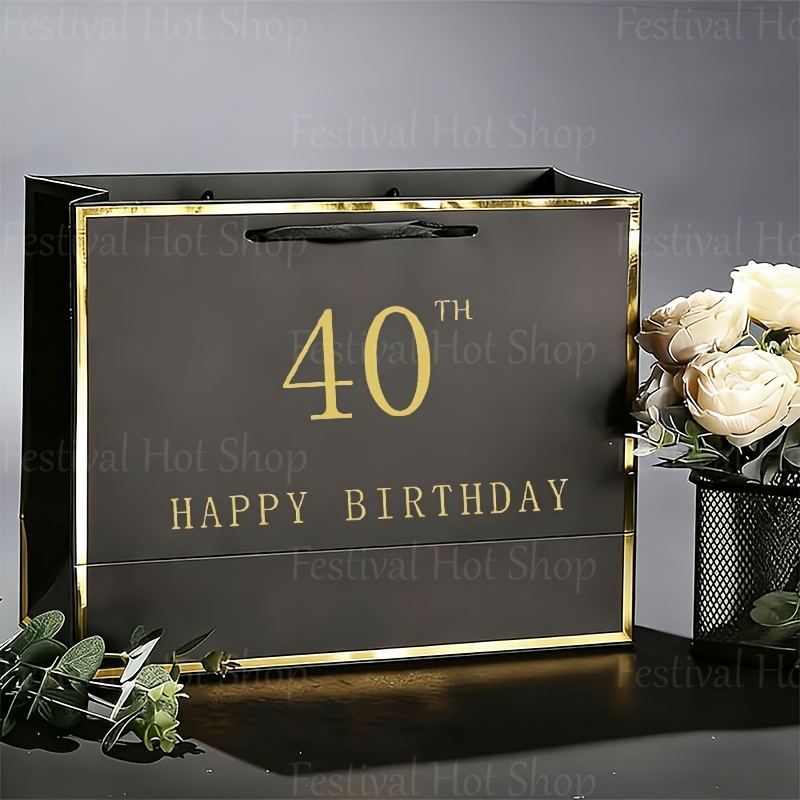 E-shop Geschenk für Sie/Ihn . 40. Geburtstag Geschenktasche, geeignet für Geburtstage, 40 Jahre Themendekoration, wiederverwendbare breite Tragetasche