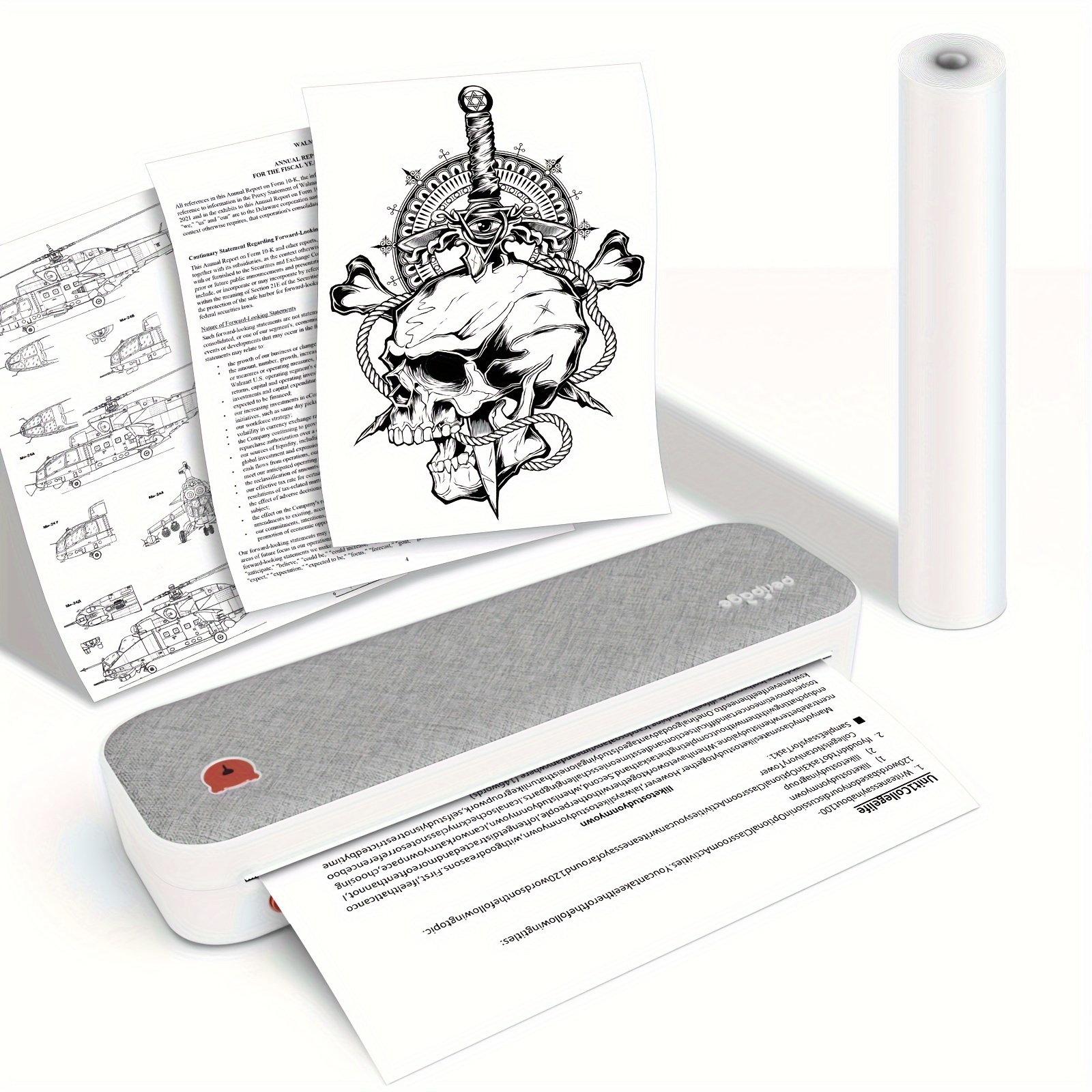 TEMU Peripage Portable Travel Printer Wireless Thermal Printer Tattoo Printer Supports 8.5x11 Us Letter And A4 Thermal Paper Tattoo Paper Compatible