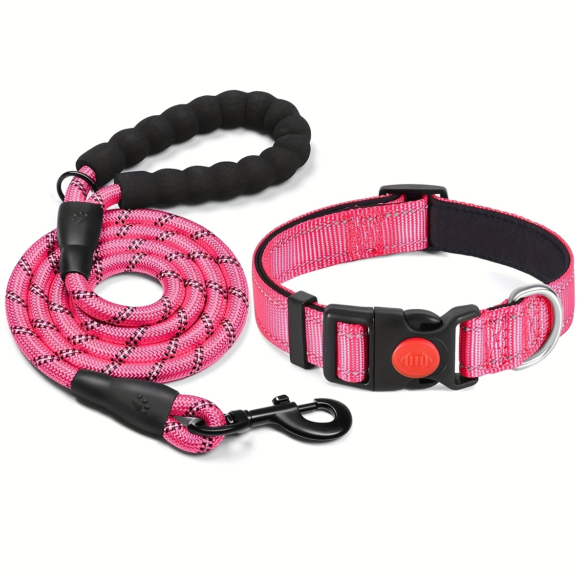 Reflective Breathable Dog Collar and Lead Set, Adjustable Leash