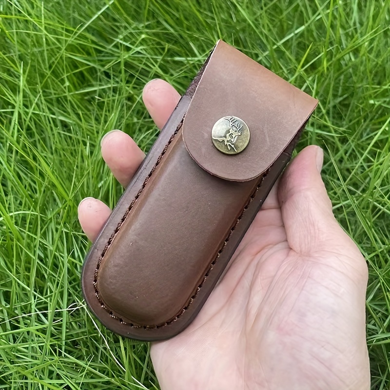 

Handcrafted Genuine Leather Pocket Knife Sheath - Cowhide Cover, 5.04" Total Length