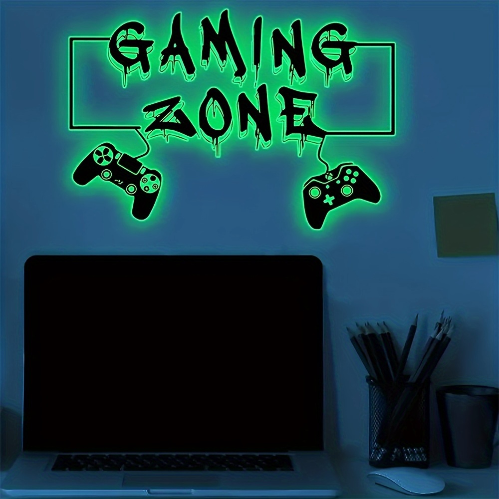 

Glow-in-the-dark Game Console & Letter Wall Decal - Removable, Self-adhesive Sticker For Bedroom And Living Room Decor