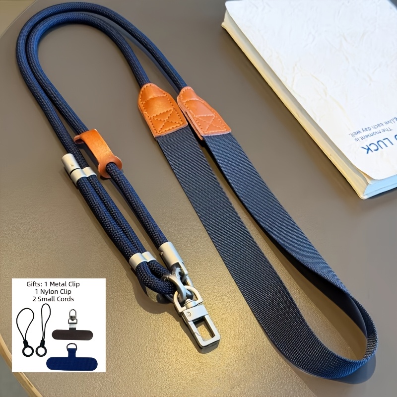 TEMU Correa cruzada tejida para teléfono 2026 con ajustable, correa ancha y gruesa cómoda para el cuello, hebilla de metal de , cadena de bolsa para
