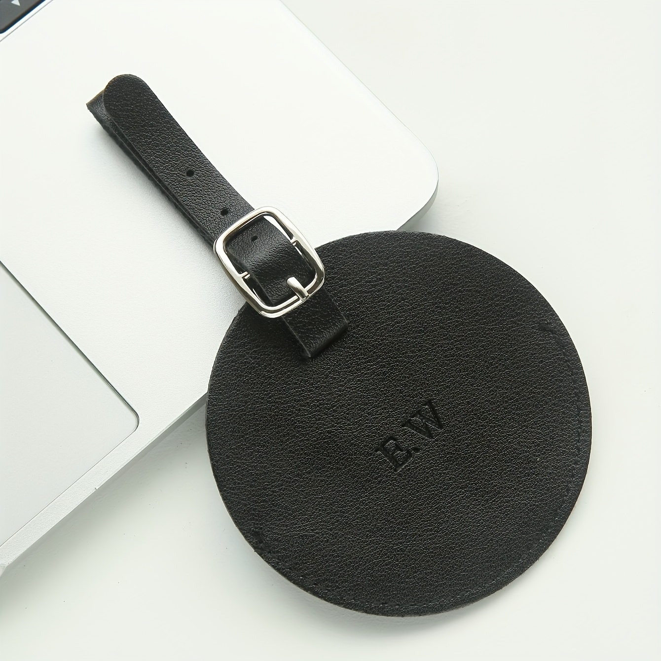 TEMU 1 Tag With Customizable Initials, A Round Custom Luggage Tag That With A Privacy Business Card, Made From Plant-based, Suitable For Travel Bags