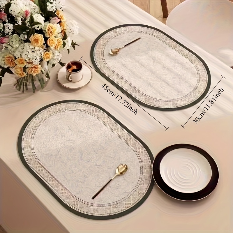 4pcs non slip   leather placemats heat insulation high quality and easy to clean western placemats suitable for kitchen restaurant   high quality table decoration Product details 0