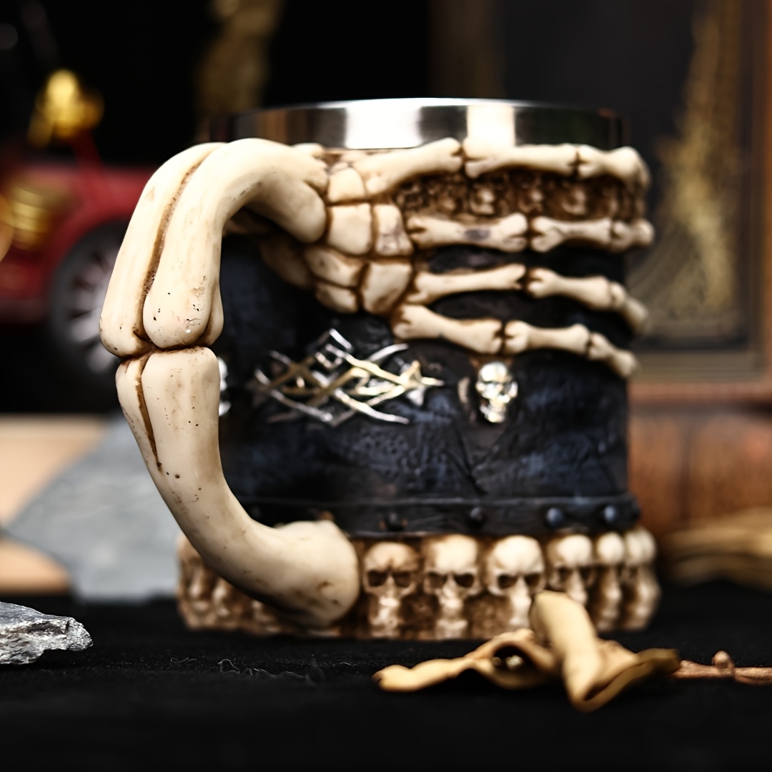 a hell devil hand mark coffee cup skeleton claw art shaped beer cup stainless steel 15 2oz dark style   water cup gift for friends christmas details 1