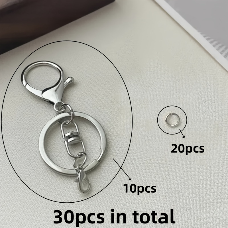 30pcs Stainless Steel Keychains - Versatile Car & Bag Accessory Hooks, Assorted Colors, Wallet Making