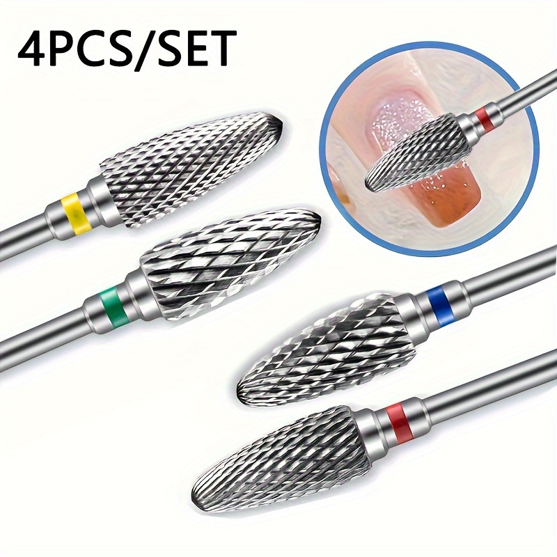 

4pcs Ablinsite Carbide Nail Drill Bits, 3/32" Electric Carbide Milling , Low Allergenic, For Manicure Gel Polish Removal, Pedicure, Nail Files, C/m/f/xf Options, Beauty & Foot, Hand, Nail Care Tools