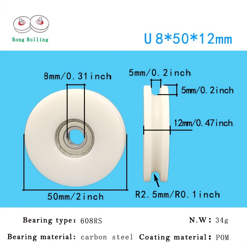 TEMU Packaged Bearing U8*50*12 - Slot Width 5