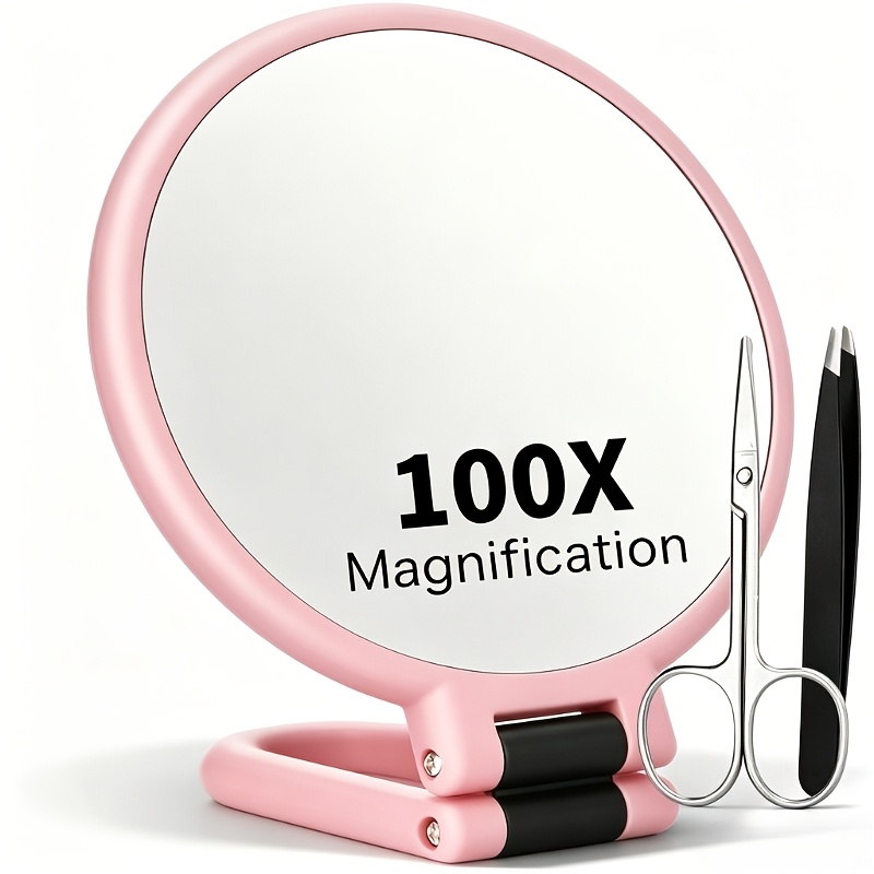 100X Magnification Handheld Double-Sided Makeup Mirror Set