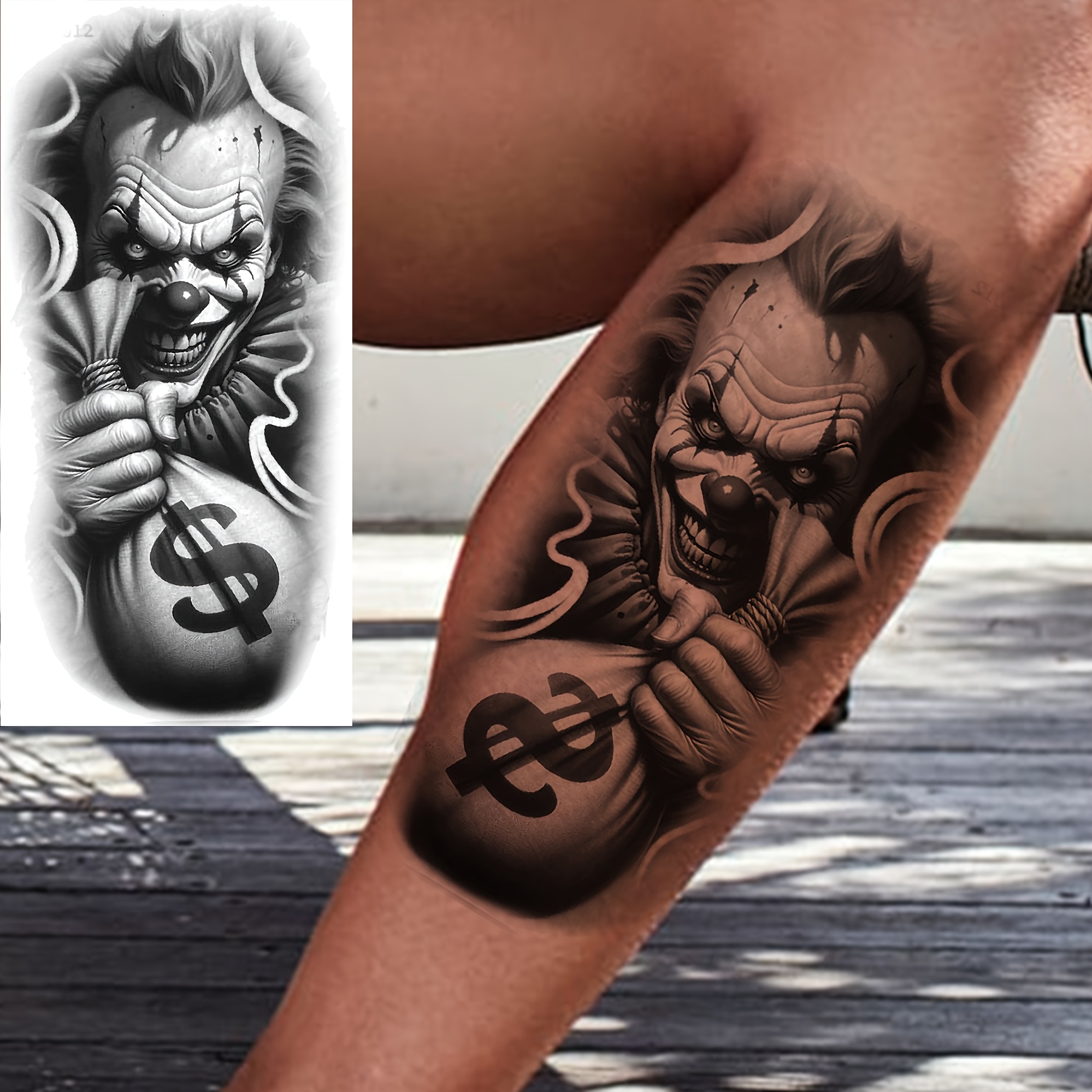 1 Sheet Chicano Temporary Tattoos For Women Men Half Sleeve Adults Legs Thigh Forearm Shank Arm, Temp Stickers Fake Tattoo Waterproof Long Lasting Realistic