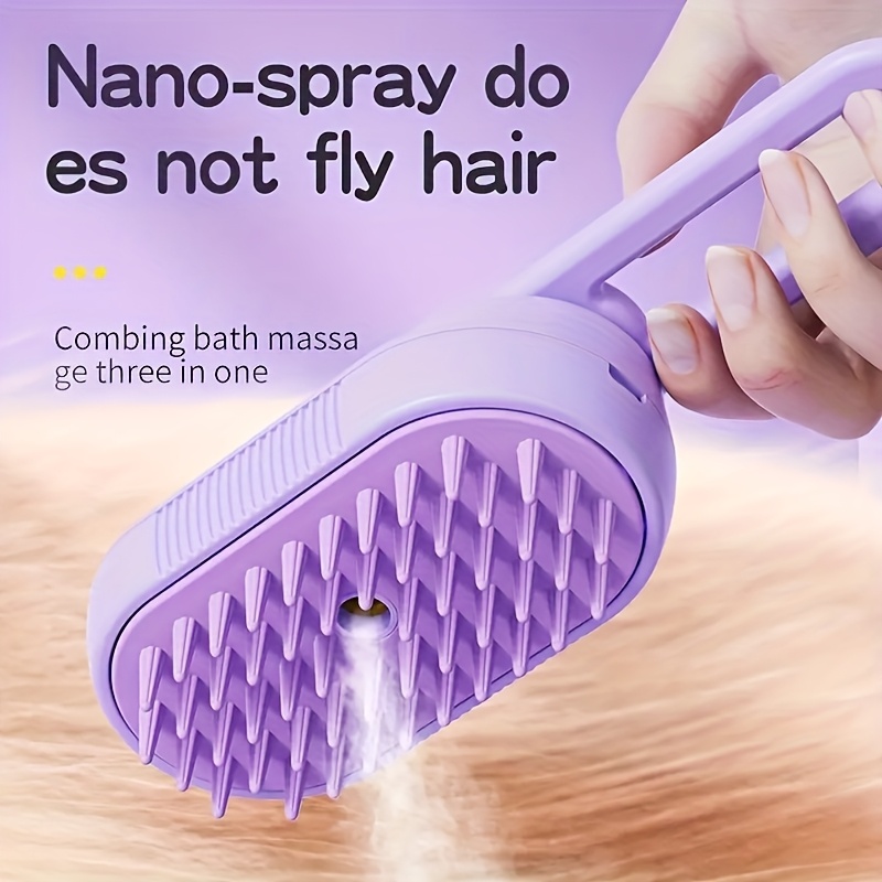 3 in 1 steam pet brush usb charging foldable bristles for long and short hair plastic body