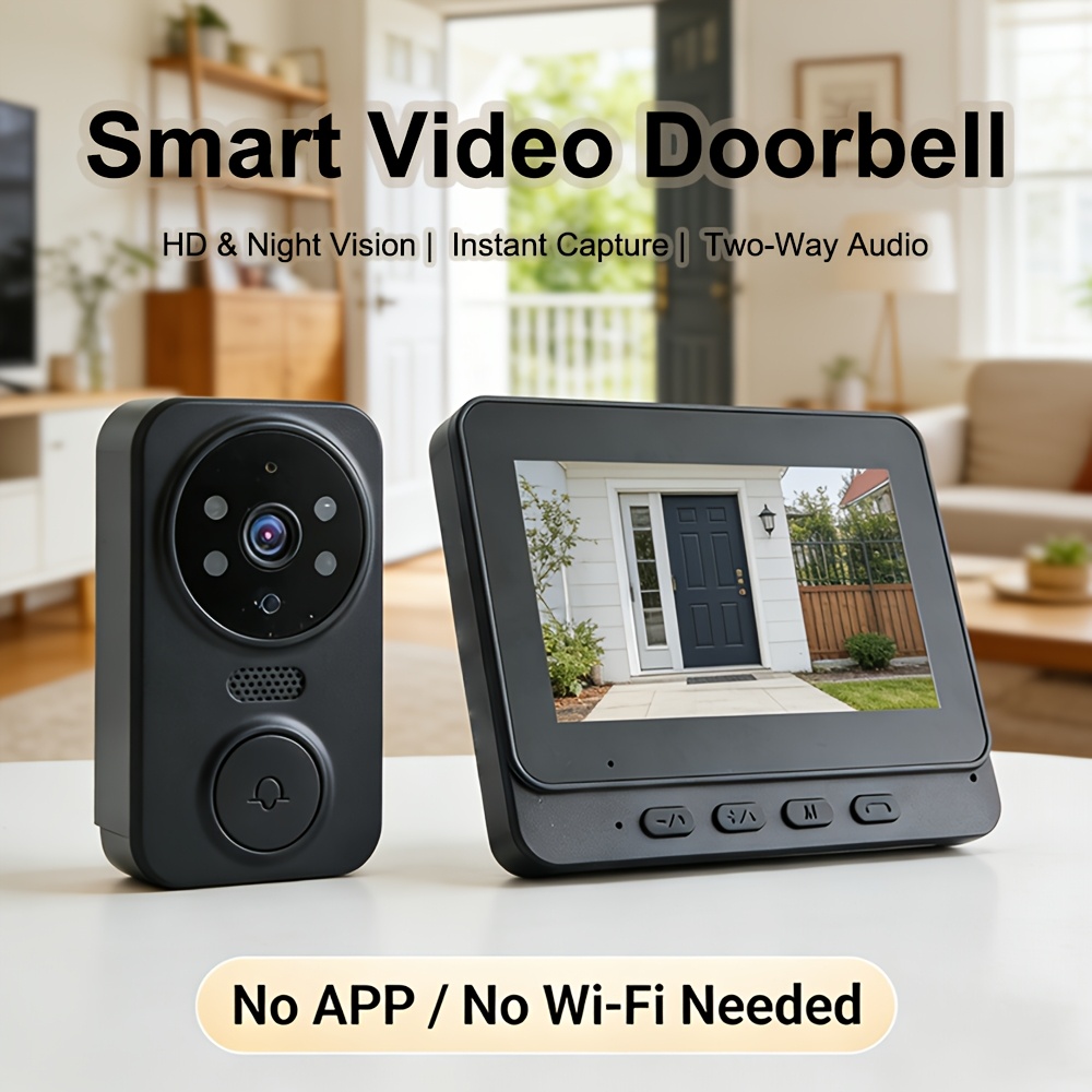 item picture 1 set wireless smart video doorbell hd video doorbell camera with   voice converter rechargeable battery capture image when doorbell pressed two way audio   app wifi