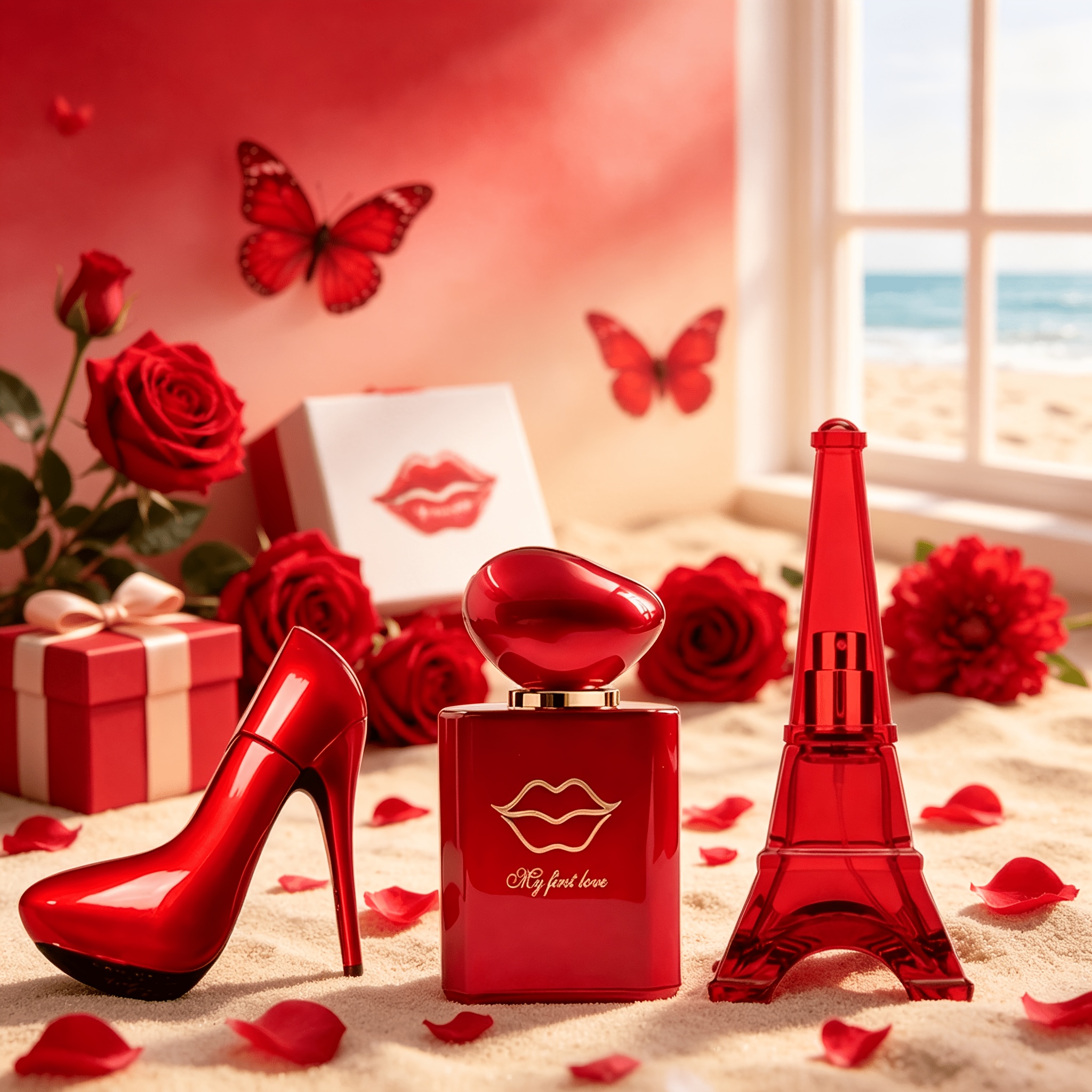 Image of [3 Pairs Of High Heels + Red Lips Perfume + Women's Charm Set] Hair & Body Dual Use High Heels 30ml (elegant Floral) + Red Lips 50ml () + 30ml (rich ) | Charm (romantic Gift