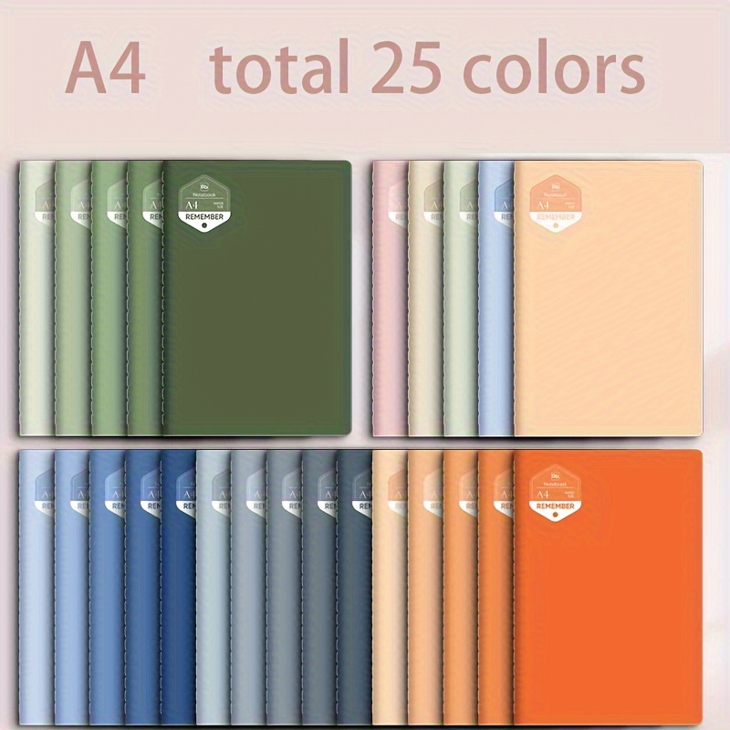 

5-pack A4 Matte Notebooks, Assorted Colors, Softcover College Journals For Academic Use