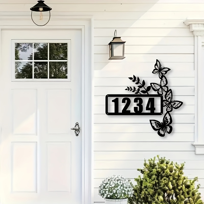 

Customized Number Plate With Butterflies And - Personalized Outdoor Address Plate, Suitable For Home, Farm, Villa Decoration