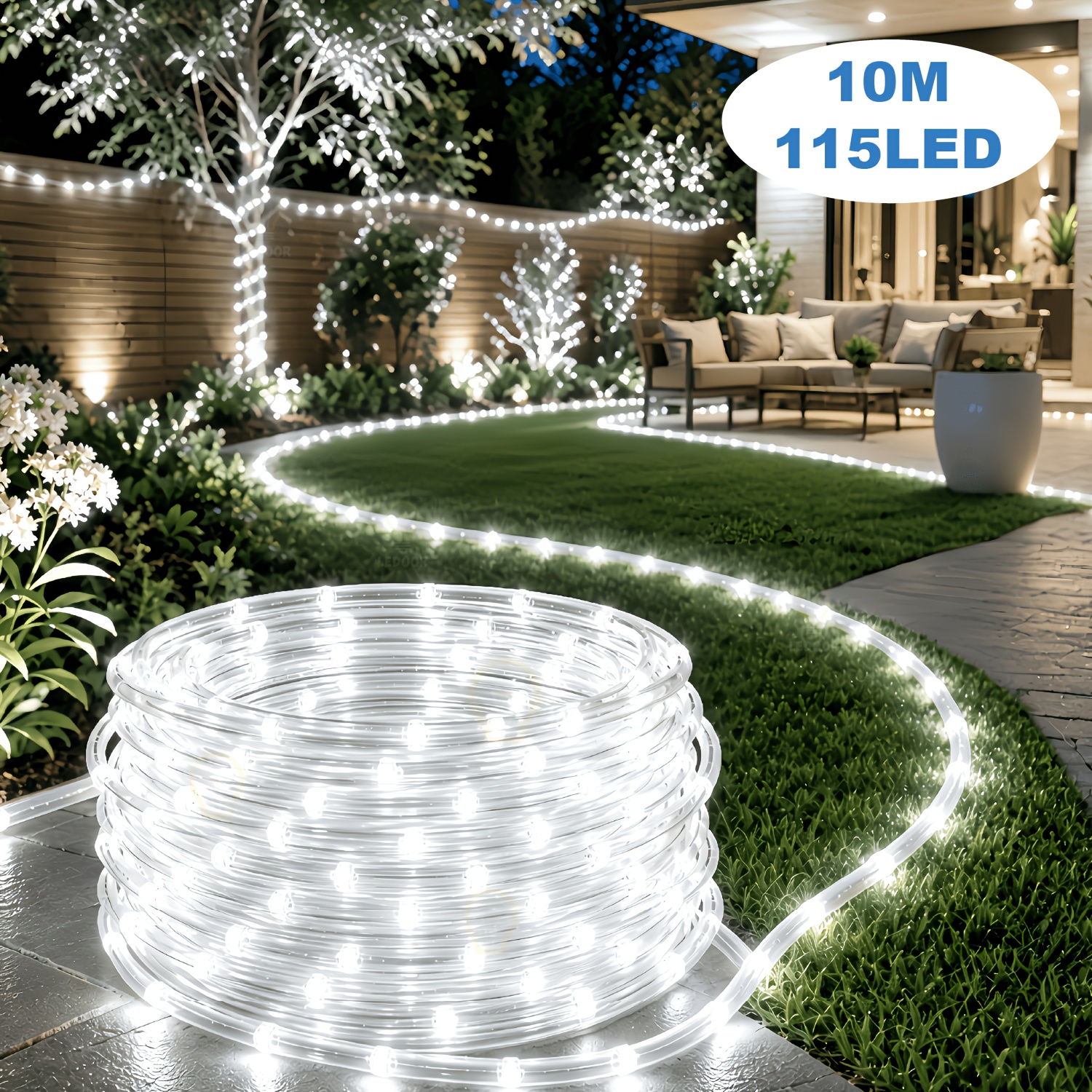 TEMU 1 pz Luce a Tubo a Energia Solare, Filo a Tubo a LED 115/225/335, 12 Modalit� di Illuminazione, Luce Decorativa per di Natale, Adatta per