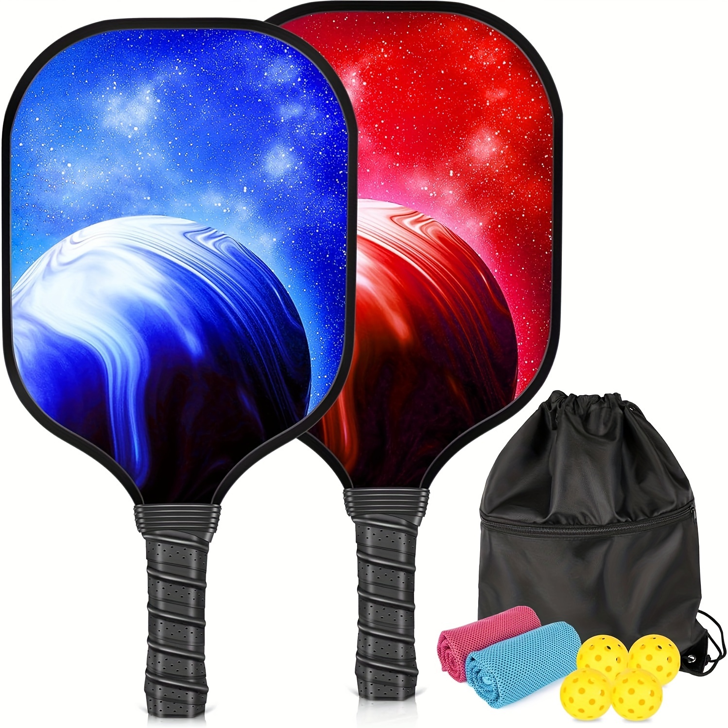 

Set Of 2 Fiberglass Pickleball Paddles, 4 Outdoor Pickleball Balls & 2 Cooling Towels, 1 Carry Bag, Sweat-wicking Cushion Grip, Gifts For Men Women