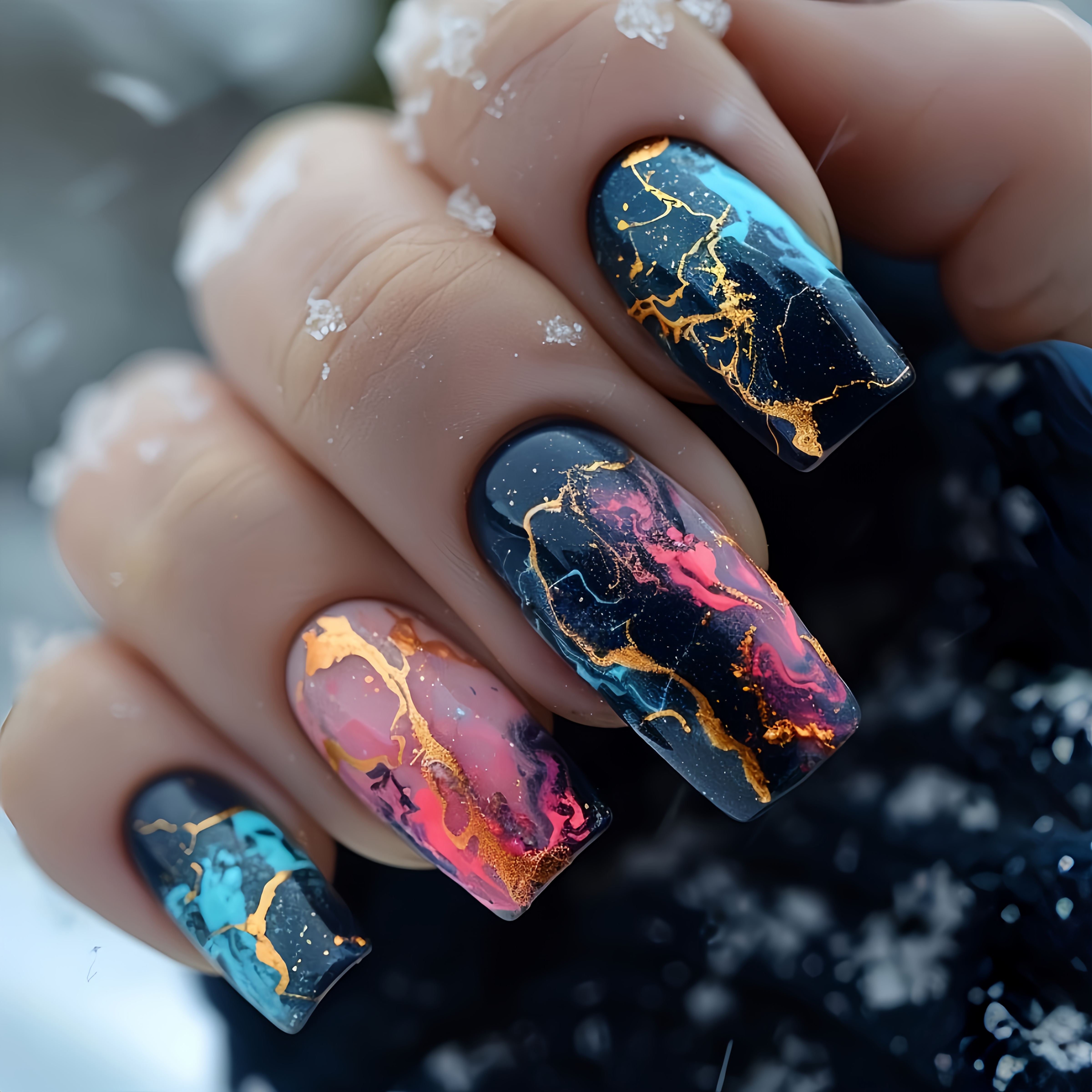 TEMU 24pcs & Ombre Nail Extensions - Square Medium-length Machine Nails With Striped , Glossy Gothic Press- Nails Suitable For Women For Parties, Weddings, Daily Wear