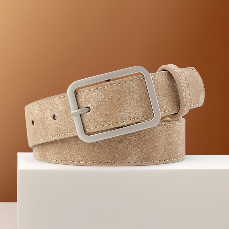 Image of Stylish Women's Pu Belt, Suitable For And Women, Rectangular Pin In A Of Colors To Match Dresses And Jeans
