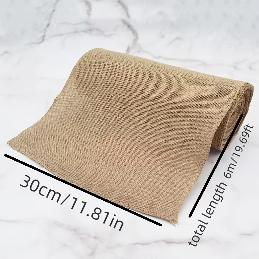 E-shop 25/30/35 cm breite – 6 m lange Natur- braune Jute-Stoffrolle im Leinen-Stil – für DIY-Bastelarbeiten, Weihnachtstischdecken Stuhlvorhänge,