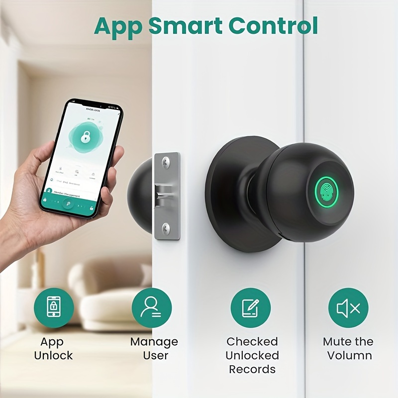 

Smart Door Knob, /app/physical Key, Entrance Mode/ Mode/, Rechargeable Lithium Battery