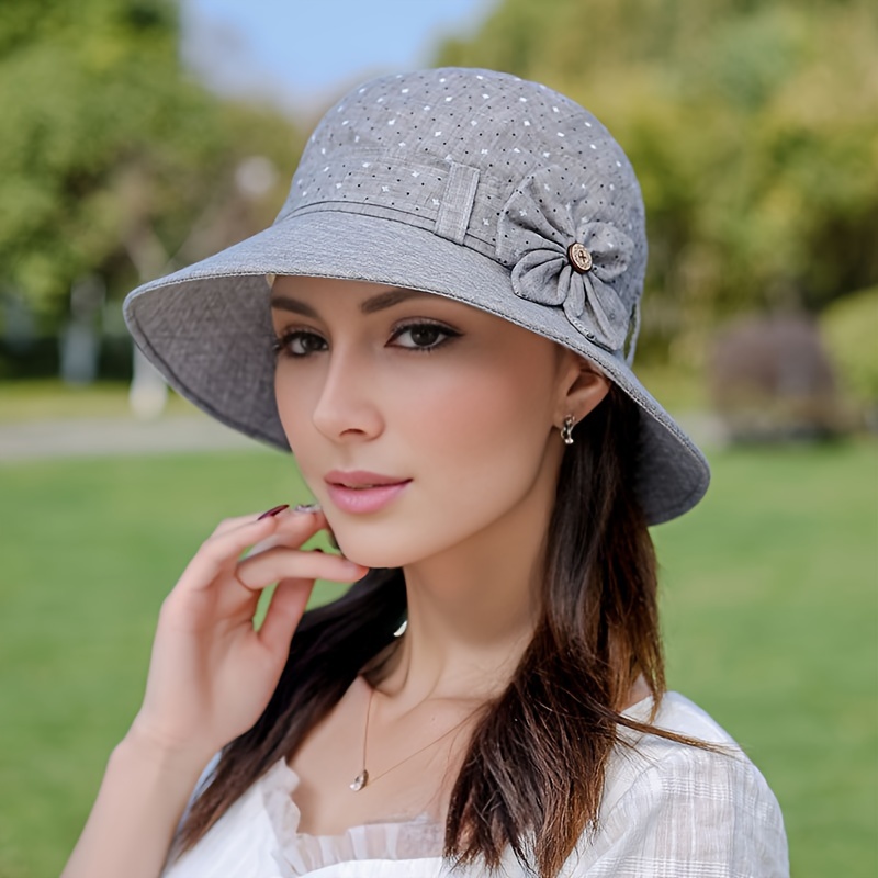 Sun Hat for Women Summer Spring Black Women Bucket Hat Casual Cotton Panama  Cap Outdoor Beach Visor Sun Hats Lady G