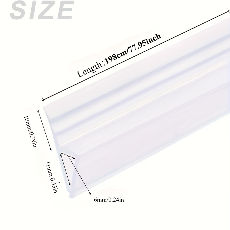198cm Glass Shower Door Seal Strip, Shower Silicone Seal Strip, Seal Strip For 1/4" Frameless Glass Door