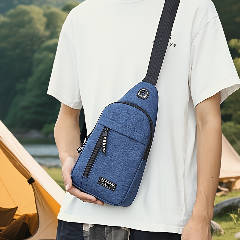Bolsa de pecho de tela Oxford para hombre, multifuncional, deportiva, al aire libre, casual, con hombros, ligera, simple, gran capacidad, para el trabajo diario, duradera, con detalle de hilo de costura, cierre de cremallera, lavado a mano o limpieza profesional, para salir, ciclismo, cintura.