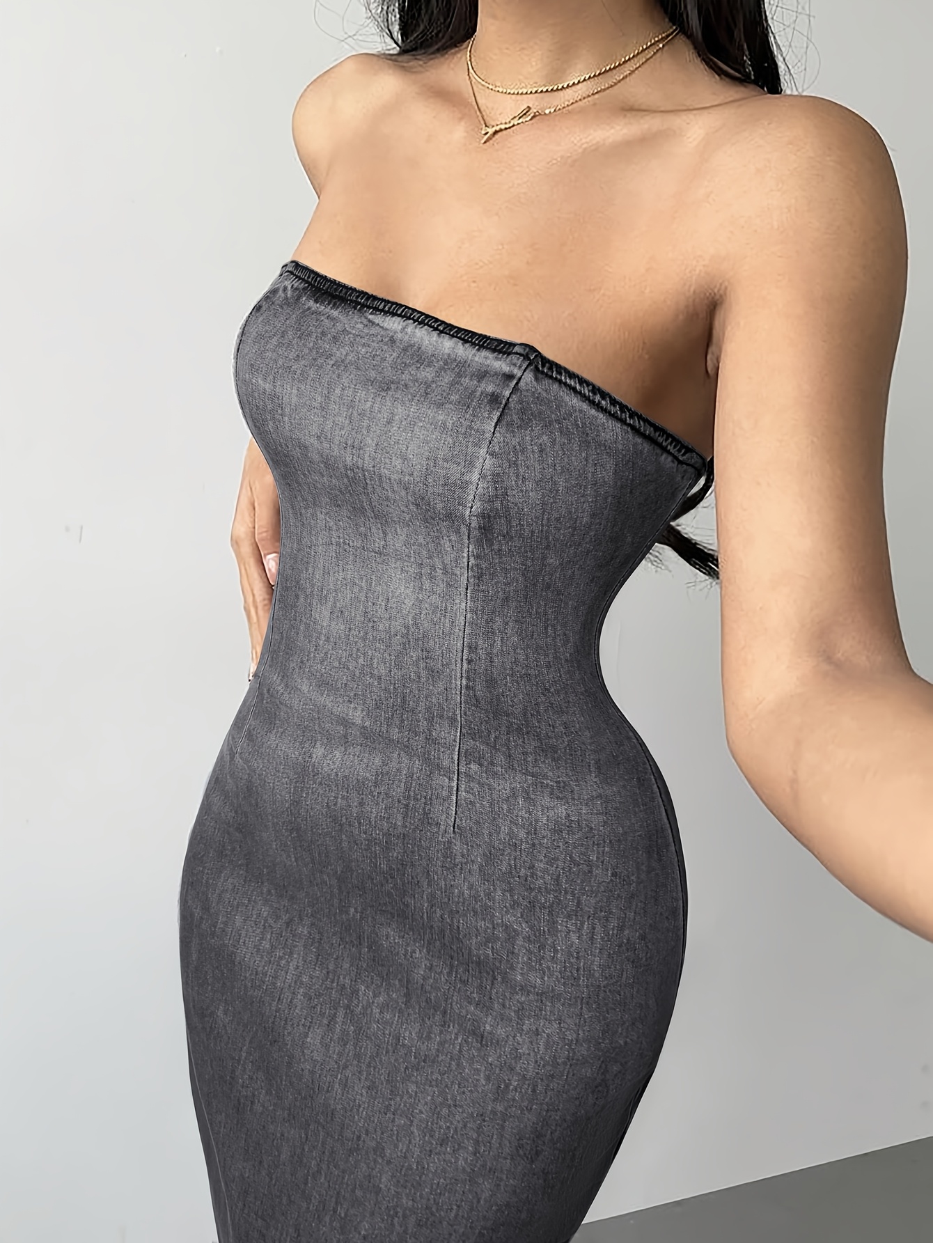 form fitting dresses meaning Adrianne Denim Mini Dress – VICI main image 1