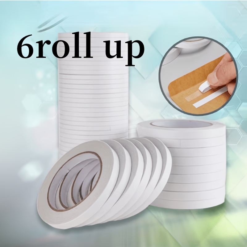TEMU 6 Rolls Double-sided Tape, Strong Adhesive Tape- Transparent Tape Strips For Arts, Crafts, Card Making, Scrapbooking- Non-high Quality, Wood