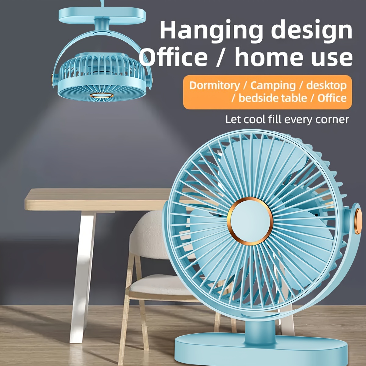

Usb Rechargeable Mini Cooling Fan, Silent Camping Fan With Hook, 5 Speed, 720° Angle Adjustment, Portable Air Cooling Fan, Can Be Used In Desktop, Office, Stroller, Camping, Gym