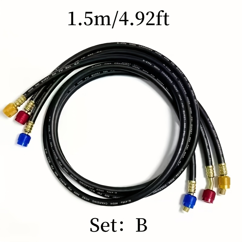 TEMU 3pcs R410a/r134a/r32 Refrigerant Charging Hose Kit | 1/4