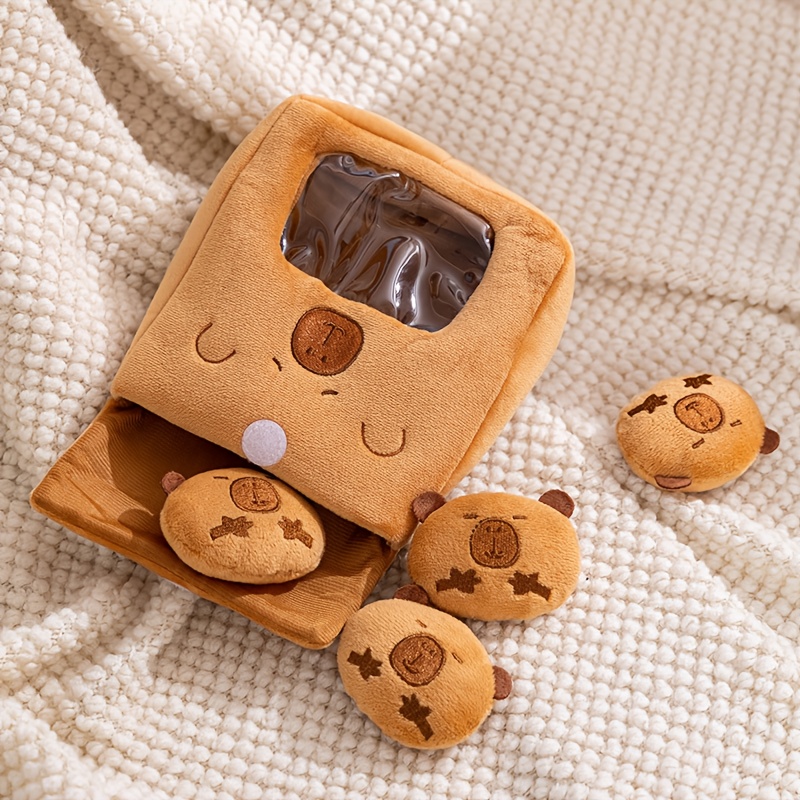 Image of Flufihood Capybara Plush Toy - 4 Small Capybaras In 1 Bag, Soft Stuffed Figures, Cute Collectible For Home Decor, Birthday & Holiday Gifts For & S (christmas, Easter) - Capybara Lovers Gift Suitable