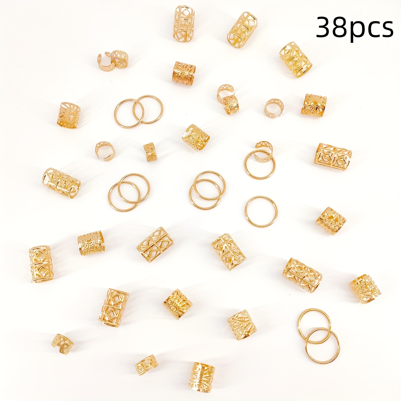 Image of 38pcs/set Vintage Hollow Hair Rings Hair Cuff Hair Pins Loops Hair Accessories Loc Hair Jewelry For Braids Random Color