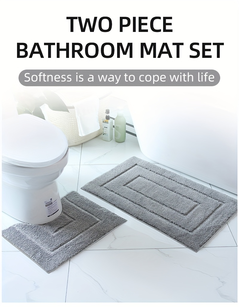 2pcs of ultra soft non slip bathroom carpet   absorbent machine washable durable home decoration floor mat suitable for bathroom bathroom bedroom living room entrance u shaped toilet mat entrance door mat Product details 0
