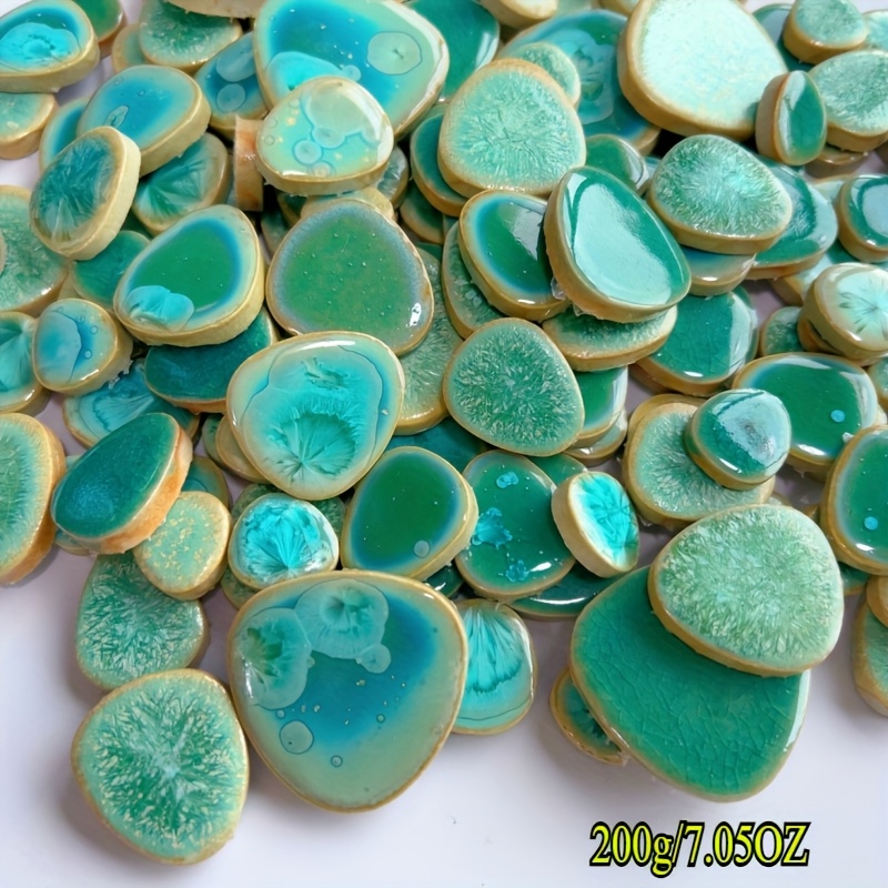 E-shop 200g/7.05oz Sortiment von DIY-Mosaikkies in Verschiedenen Farben, Unregelmäßig Geformte und Größen Eiförmige Fliesen, Geeignet für