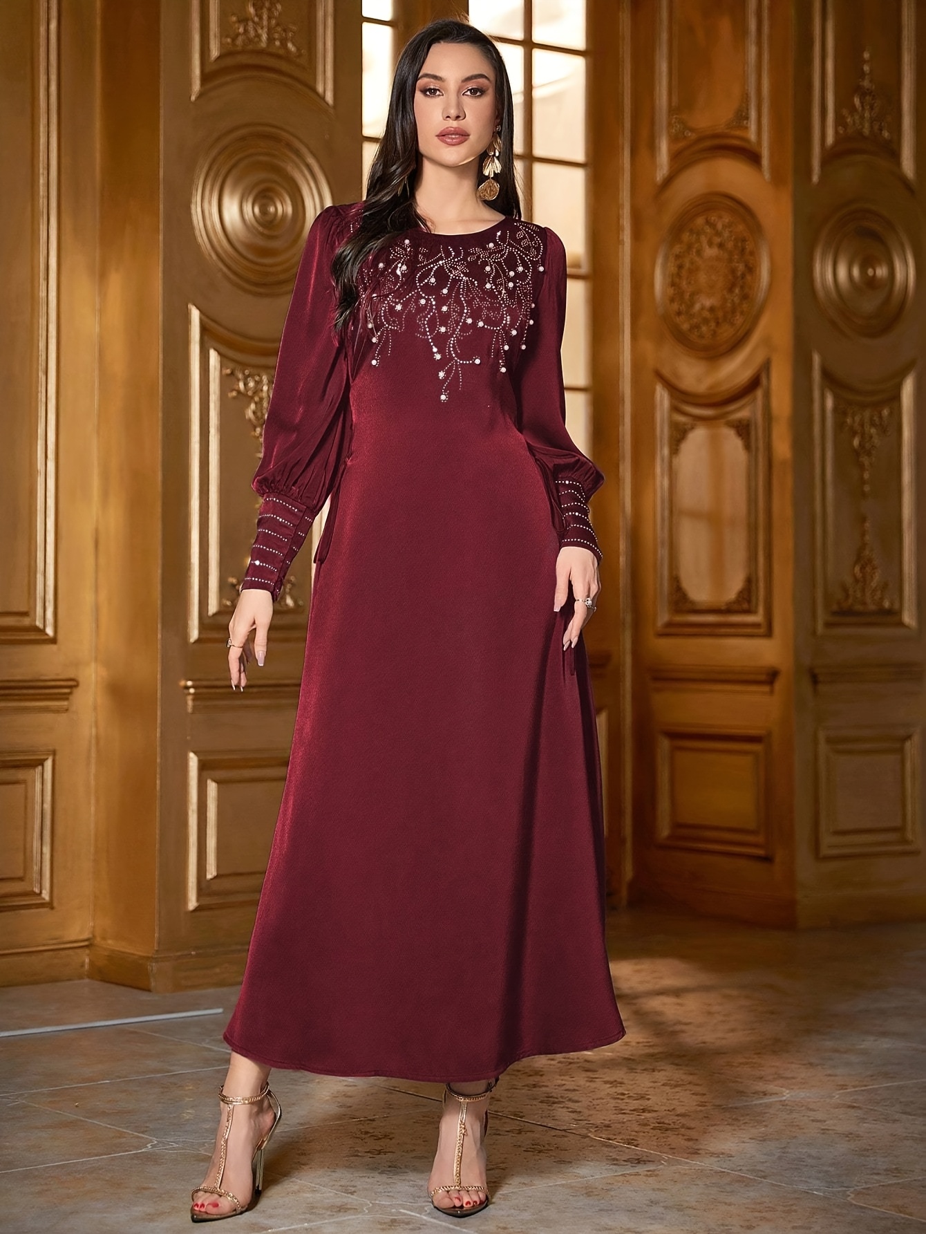 knee length dresses for ladies Malaiqa Arabic Dress – anahco main image 0
