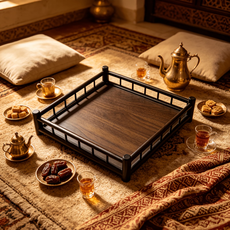 Vintage Guardrail Wooden Serving Tray, Commercial Display Platter for Western Restaurant, Storage Tray for Home Afternoon Tea, Non-Food Contact