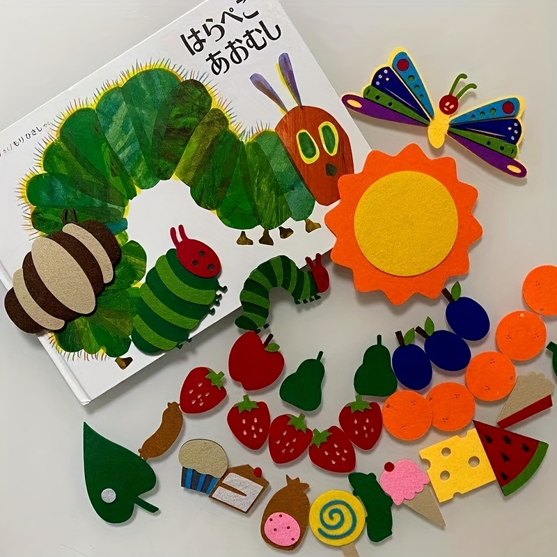 

34pcs/set Very Hungry Caterpillar Children's Picture Book Felt Whiteboard Presentation Kids' Toys Educational Toys Aids