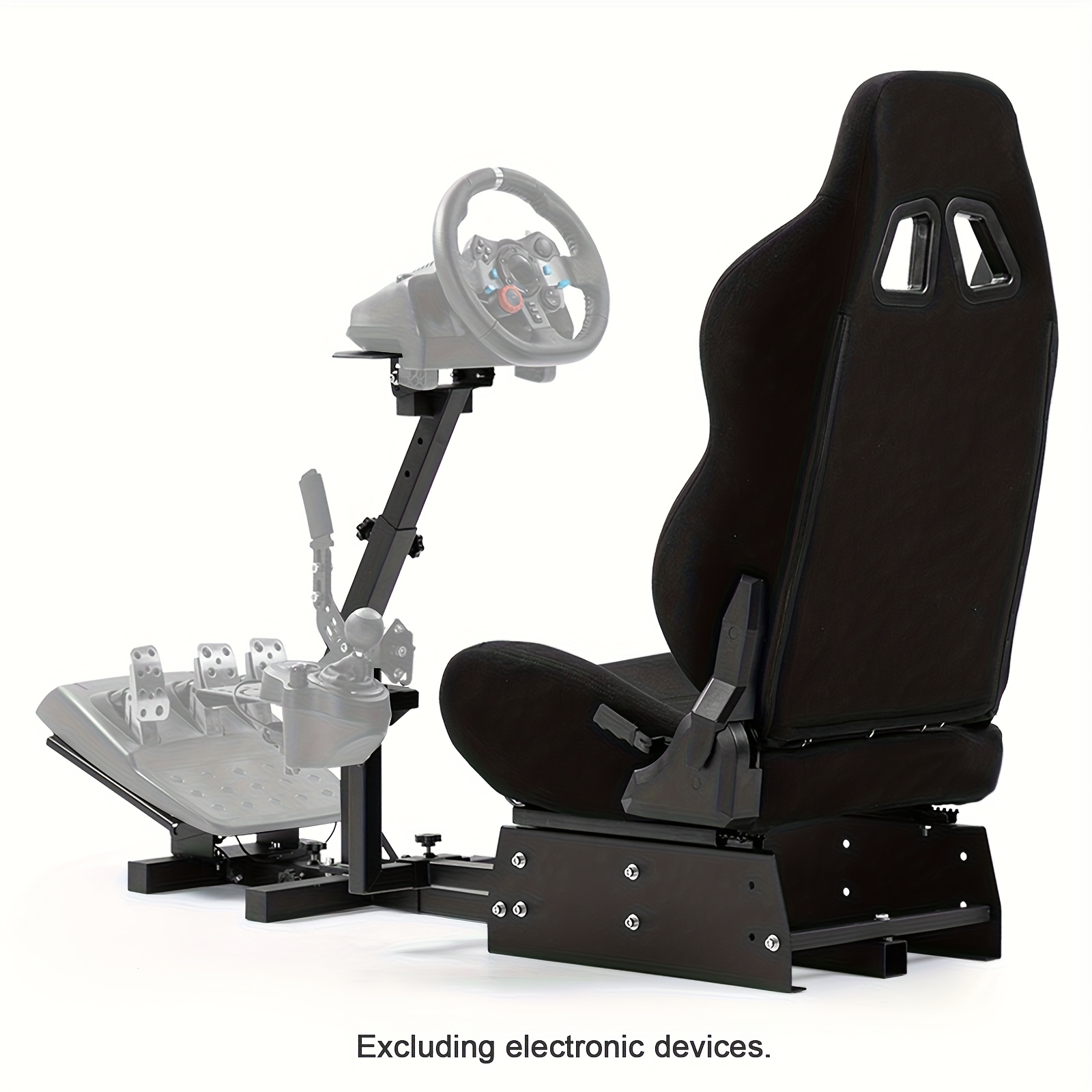 Image of Anman Racing Simulator Cockpit Featuring A Black With Adjustable Levels, Compatible With Logitech, , And Models G29, , , T300rs, And Csl-dd. Note That , Wheel, , And Pedals Are Sold Separately