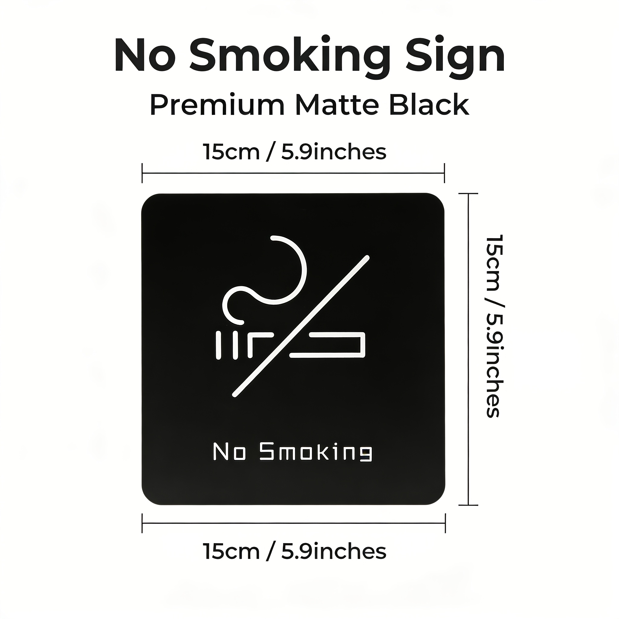 Image of Black Frosted No Smoking Sign With High Visibility, Self-adhesive For . Ideal For Use In Offices, Meeting Rooms, Restaurants, Hotels, And Non-smoking Areas, Measuring 10cm By 10cm (5.9in By 5.9in)