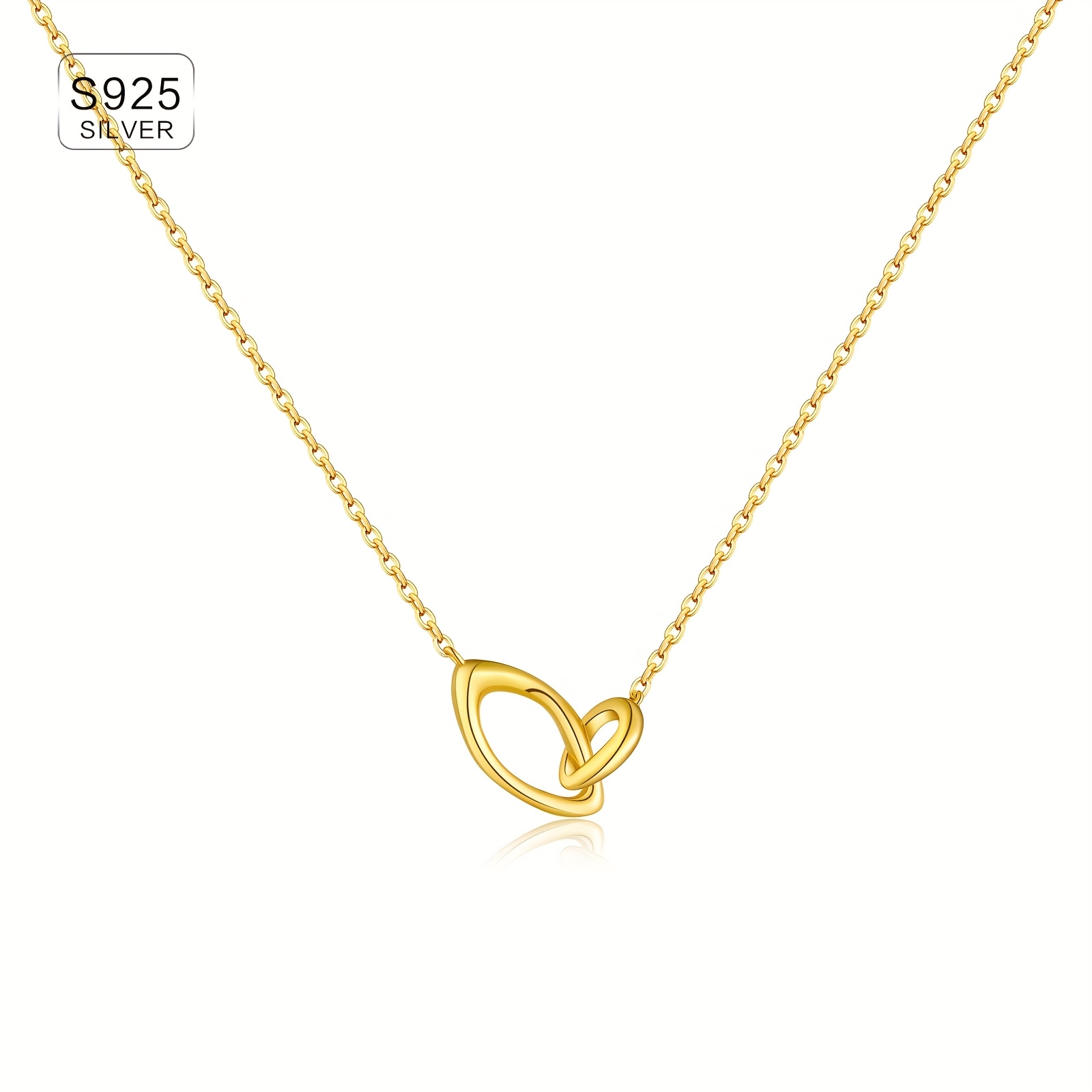 925 Sterling Silver & 18K Gold Plated Interlocking Loop Necklace