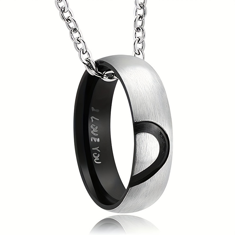 His And Her Stainless Steel Ring Necklace Couple Set, Stainless Steel Rings, Engagement Rings, Wedding Rings, Anniversary Gifts, Christmas Gifts, Valentine's Day Gifts