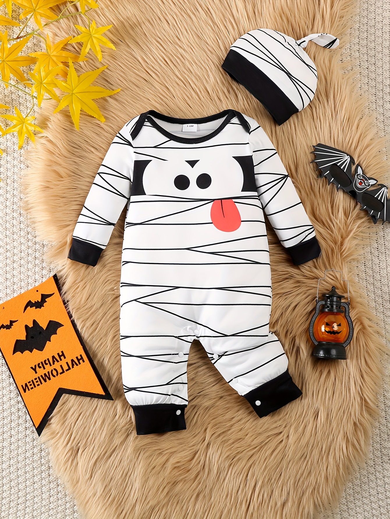 newborn baby boy halloween costume long sleeve striped black