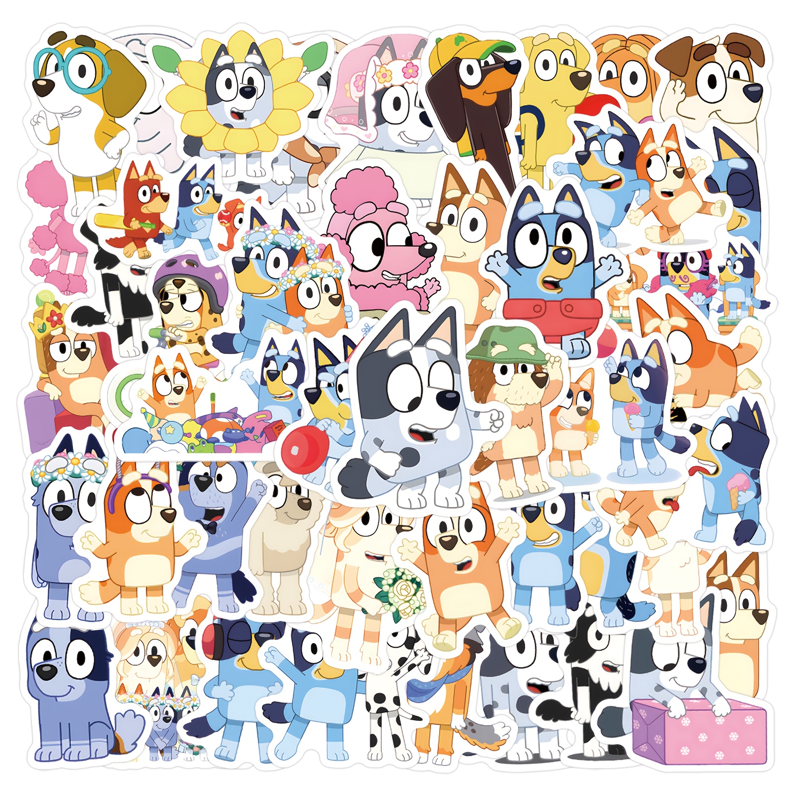 Image of 63pcs Themed Sticker Set, Cute Dog Sticker Set, Party Decoration Sticker Set, Suitable For Roller Skating And Cycling , Bicycle And Skateboard Decoration, Birthday Parties, And Stylish Stickers