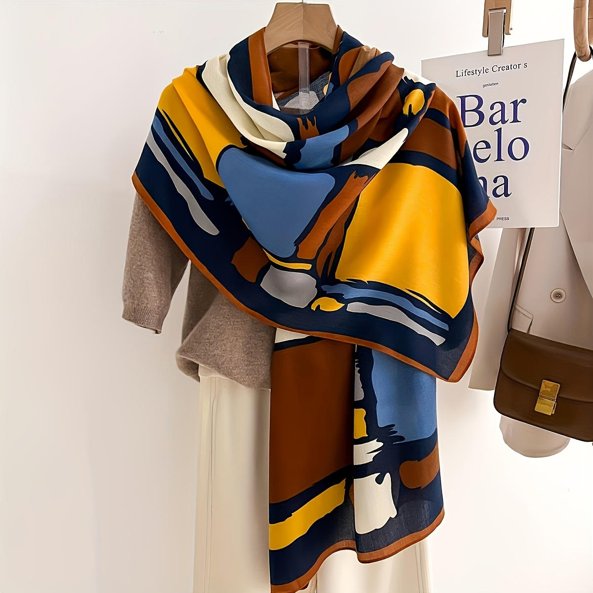 TEMU Red Women's Scarf Soft Comfortable Fabric Shawl For Autumn And Winter Casual Wear